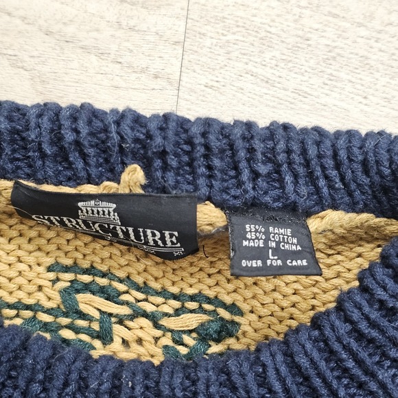 Vintage Structure Knit Sweater Multi Color Aztec Native Print Size Large L - Picture 3 of 9